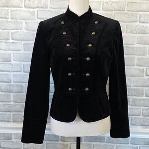 Vtg Black Velvet Military Style Jacket Goth Steampunk Dark Acadamia Victorian 6